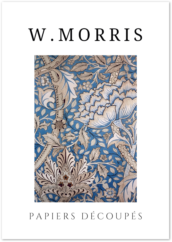 Posterux© | Blue Peony Flourish Poster – William Morris Style poster – premium wall art