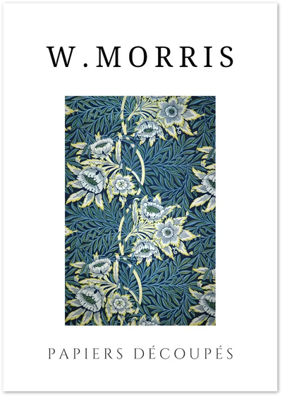 Posterux© | Blue Chrysanthemum Poster – William Morris Floral Pattern poster – premium wall art