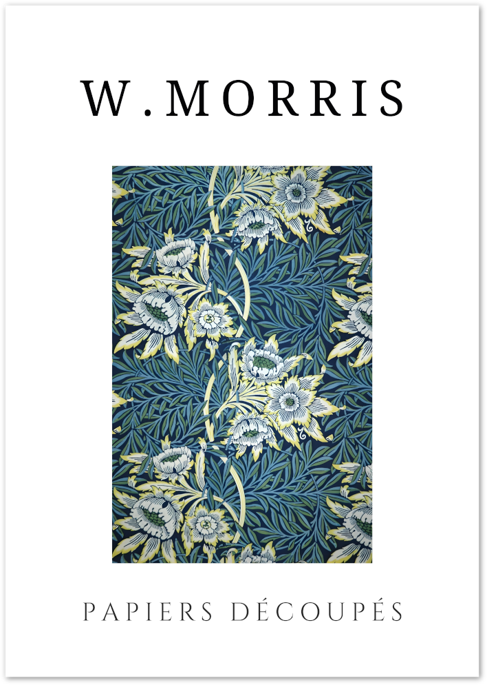 Posterux© | Blue Chrysanthemum Poster – William Morris Floral Pattern poster – premium wall art