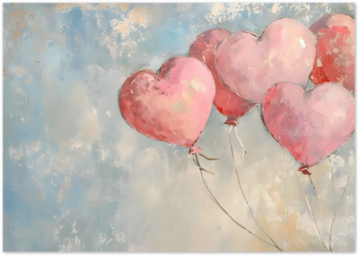 Posterux© | Heart Balloons Poster – Romantic Pastel Art poster – premium wall art