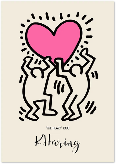 Posterux© | The Heart Poster – Pink Pop Art by Haring Style poster – premium wall art