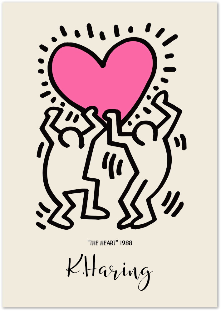Posterux© | The Heart Poster – Pink Pop Art by Haring Style poster – premium wall art