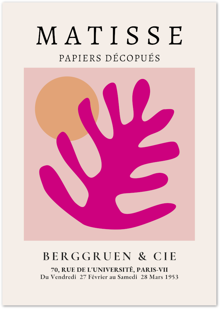 Posterux© | Coral & Sun Poster – Pink Matisse Cut-Out Art poster – premium wall art