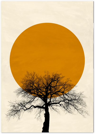 Posterux© | Golden Sun & Tree – Minimalist Abstract Art Poster poster – premium wall art