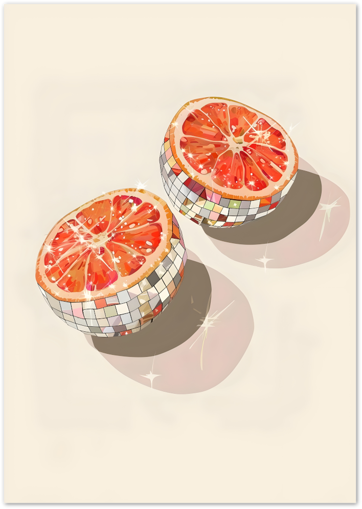 Posterux© | Disco Grapefruit Poster – Funky Fruit Art poster – premium wall art