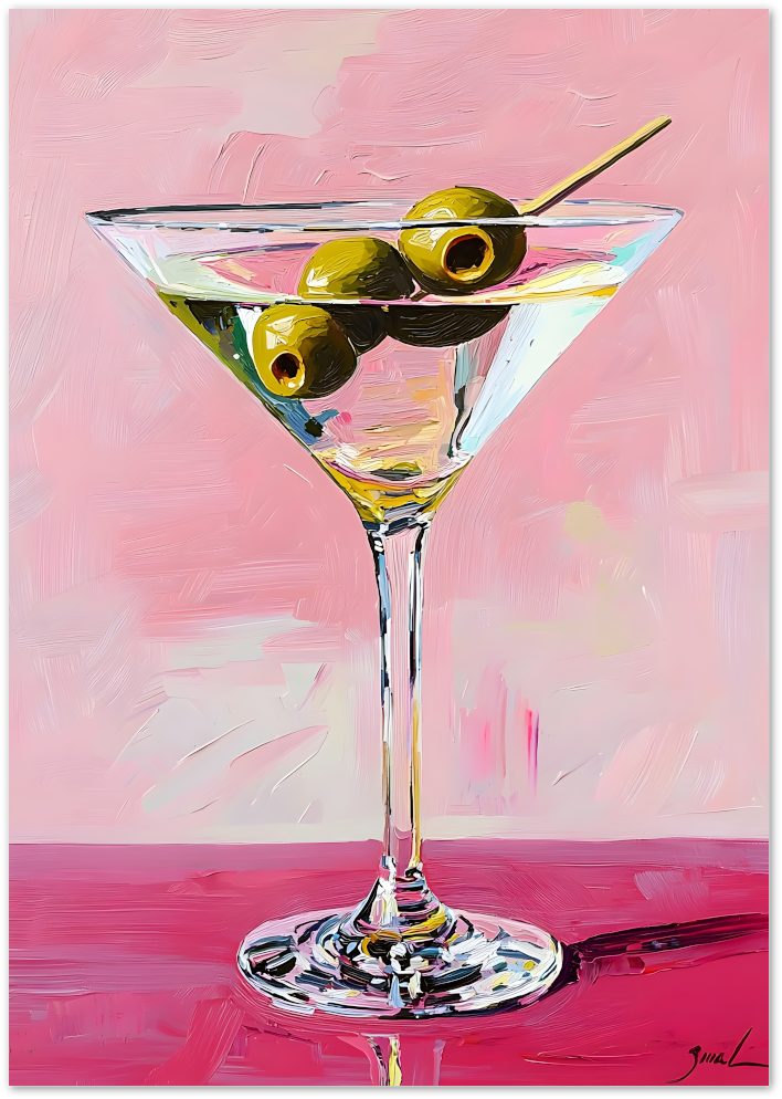 Posterux© | Olive Martini Poster – Cocktail Illustration Art poster – premium wall art