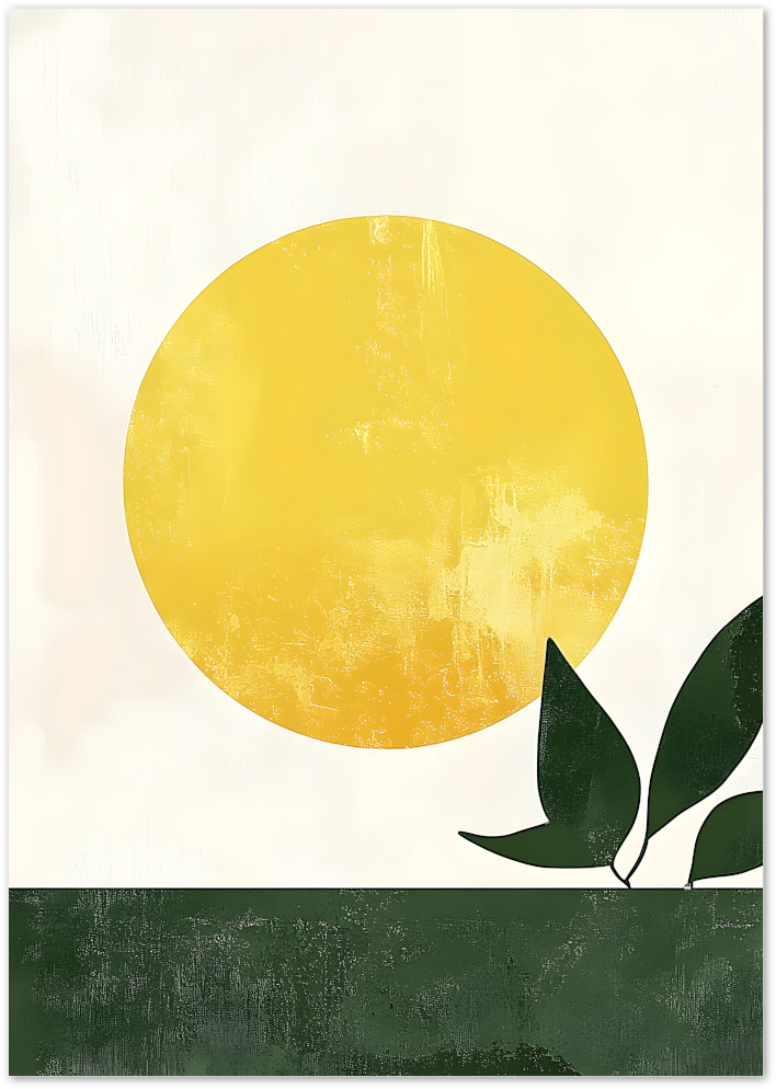 Posterux© | Solstice Minimal Poster – Abstract Sun & Leaves poster – premium wall art