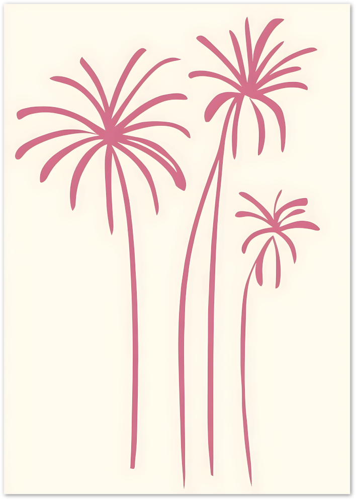 Posterux© | Pink Palms Poster – Minimal Botanical Style poster – premium wall art