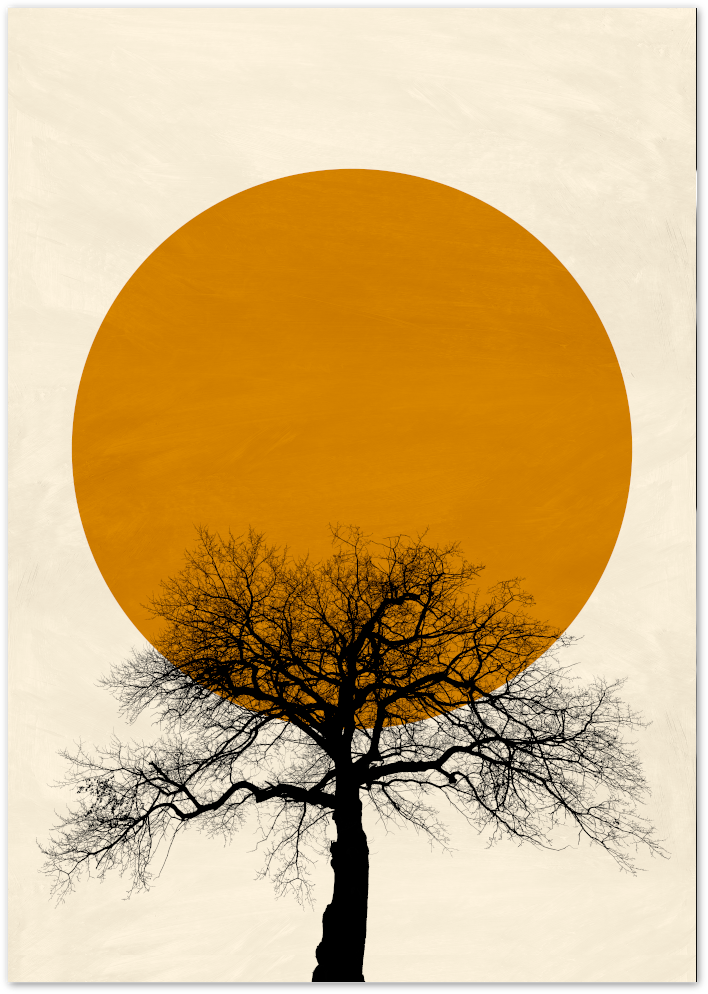 Posterux© | Golden Sun & Tree – Minimalist Abstract Art Poster poster – premium wall art