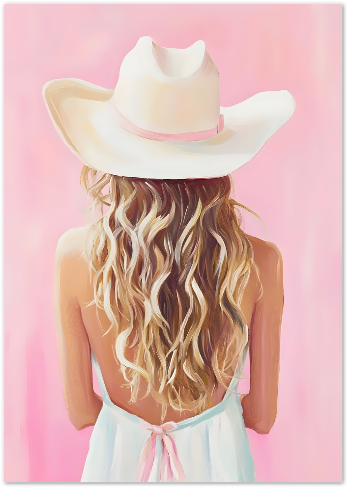 Posterux© | Pink Cowgirl Back Poster – Summer Chic Illustration poster – premium wall art