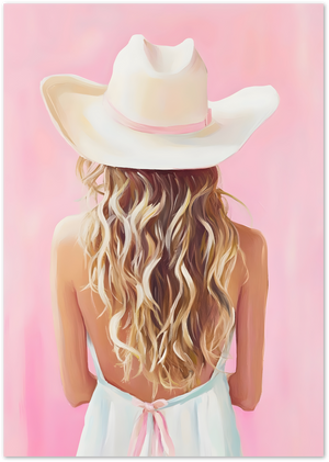 Posterux© | Pink Cowgirl Back Poster – Summer Chic Illustration poster – premium wall art
