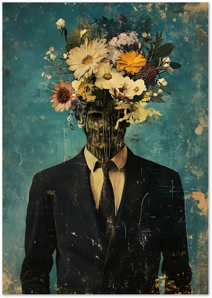 Posterux© | Vintage Floral Head Poster – Surreal Botanical Portrait poster – premium wall art