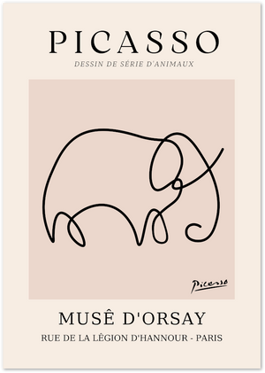 Posterux© | Picasso Elephant Poster – One Line Minimalist Drawing poster – premium wall art
