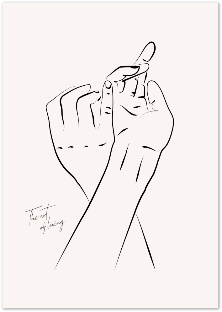Posterux© | The Art of Living Poster – Minimalist Hands Line Drawing poster – premium wall art
