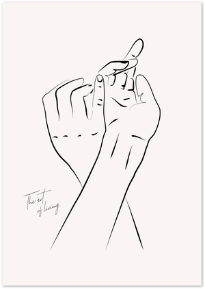 Posterux© | The Art of Living Poster – Minimalist Hands Line Drawing poster – premium wall art