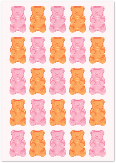 Posterux© | Pink & Orange Gummy Bears Poster – Candy Pop Art poster – premium wall art
