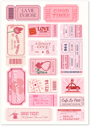 Posterux© | La Vie en Rose Tickets Poster – Pink Love Collage poster – premium wall art