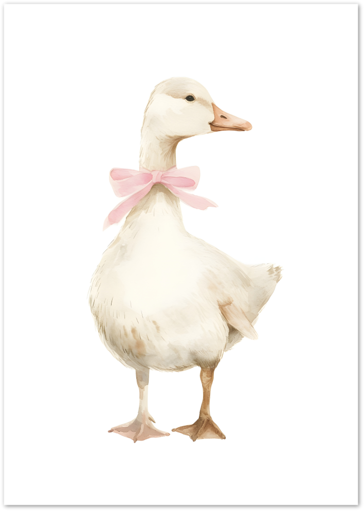 Posterux© | Duck with Pink Bow Poster – Cute Animal Illustration poster – premium wall art