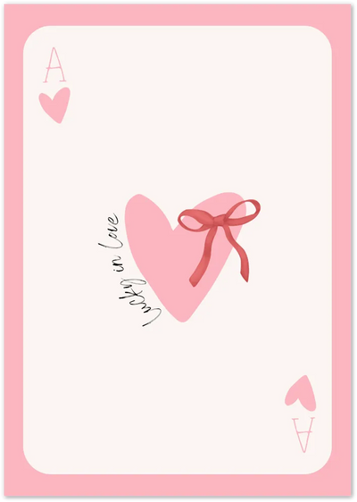 Posterux© | Lucky in Love Poster – Pink Playing Card Heart poster – premium wall art