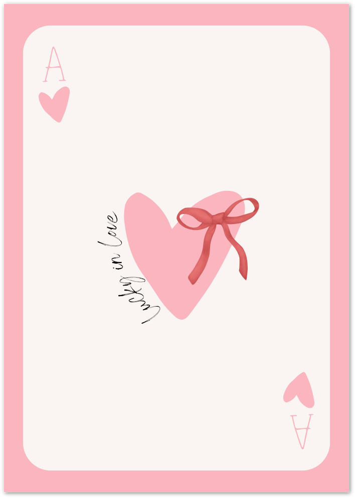Posterux© | Lucky in Love Poster – Pink Playing Card Heart poster – premium wall art