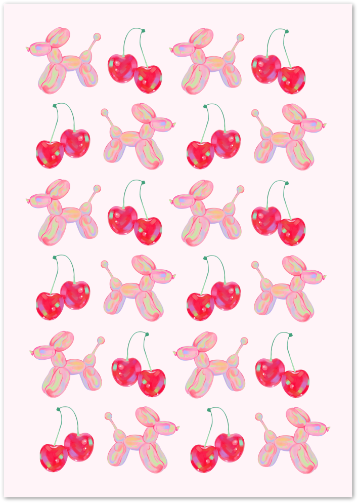 Posterux© | Cherries & Balloons Poster – Pop Art Candy Fun poster – premium wall art