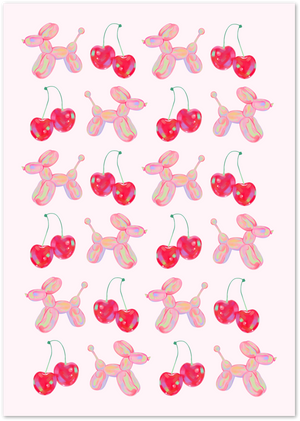 Posterux© | Cherries & Balloons Poster – Pop Art Candy Fun poster – premium wall art