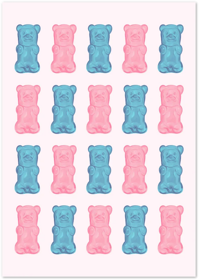 Posterux© | Candy Bears Poster – Pink & Blue Gummy Art poster – premium wall art