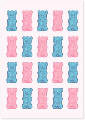 Posterux© | Candy Bears Poster – Pink & Blue Gummy Art poster – premium wall art