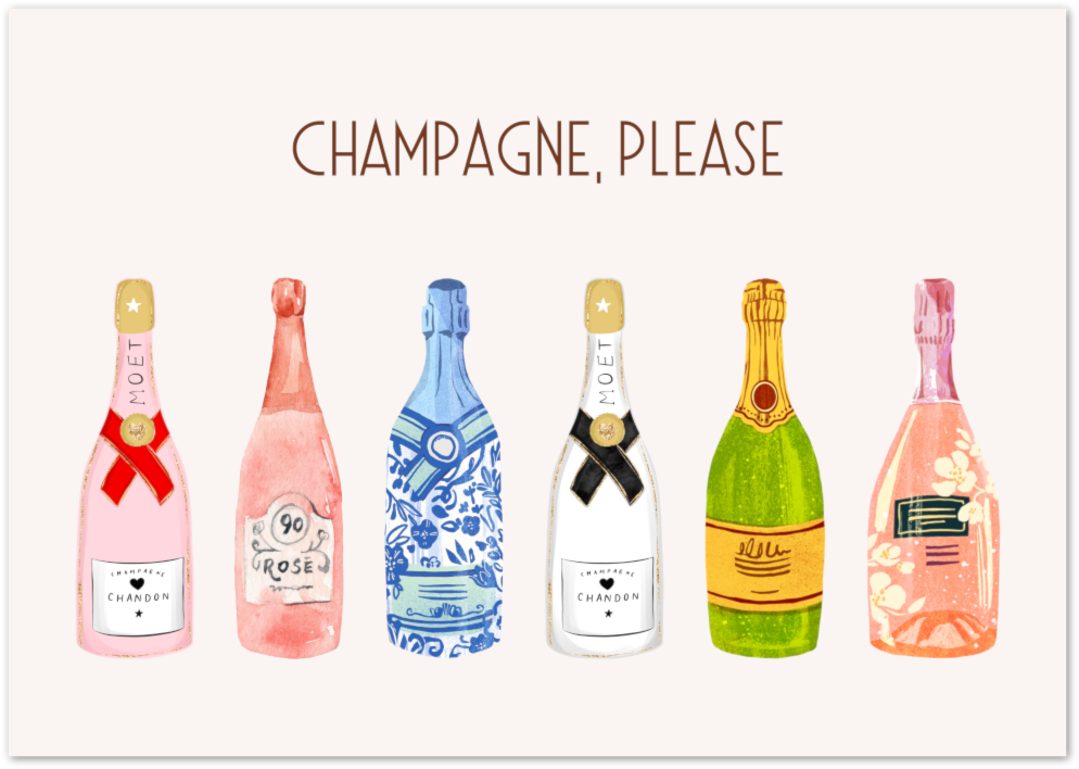 Posterux© | Champagne Please Poster – Colorful Bottle Art poster – premium wall art