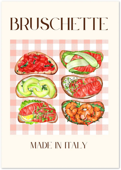 Posterux© | Bruschette Poster – Italian Food Illustration poster – premium wall art