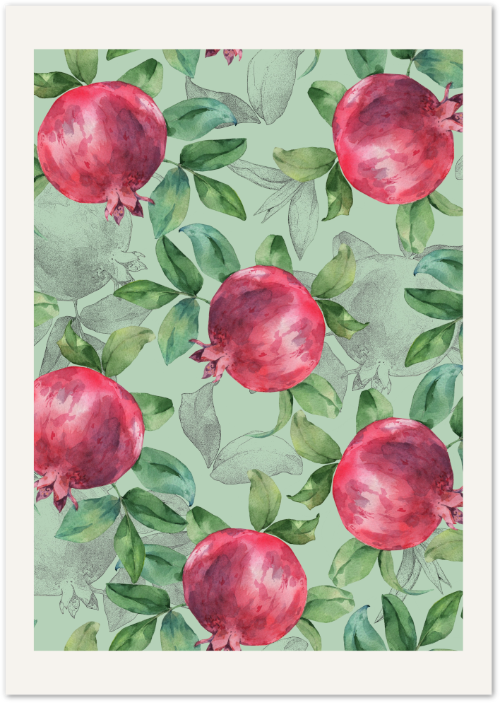Posterux© | Pomegranate Garden Poster – Fruit & Botanical Art poster – premium wall art