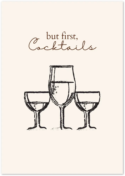 Posterux© | But First, Cocktails Poster – Minimalist Bar Print poster – premium wall art