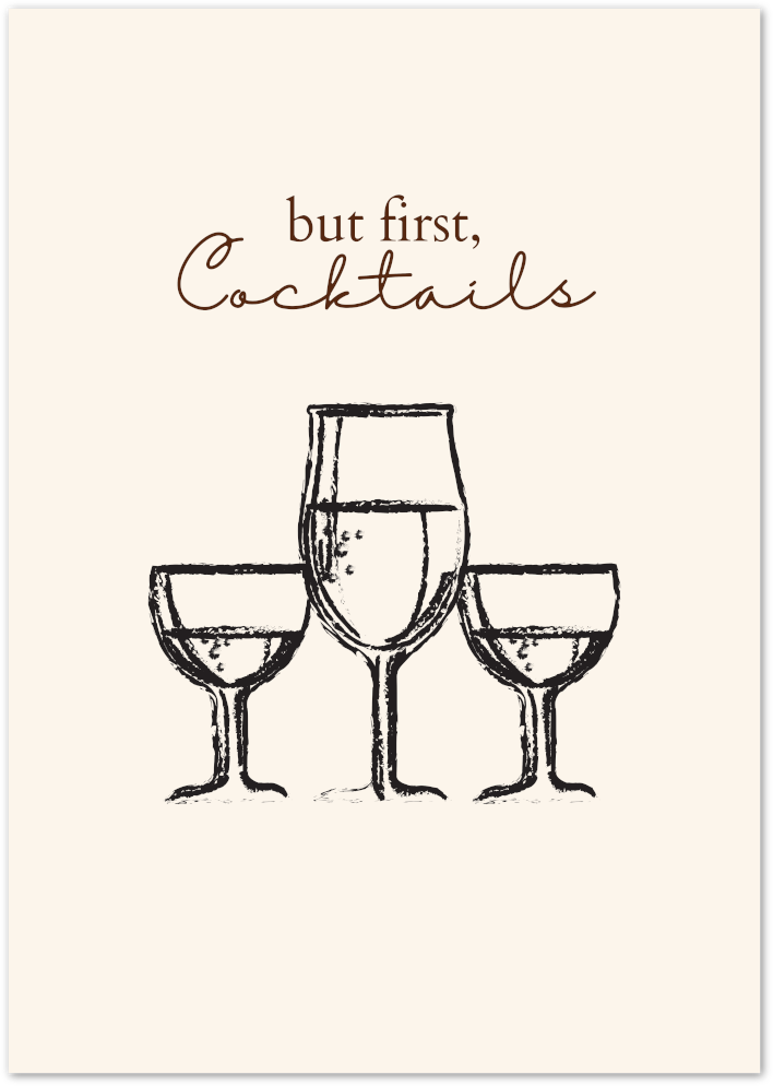 Posterux© | But First, Cocktails Poster – Minimalist Bar Print poster – premium wall art