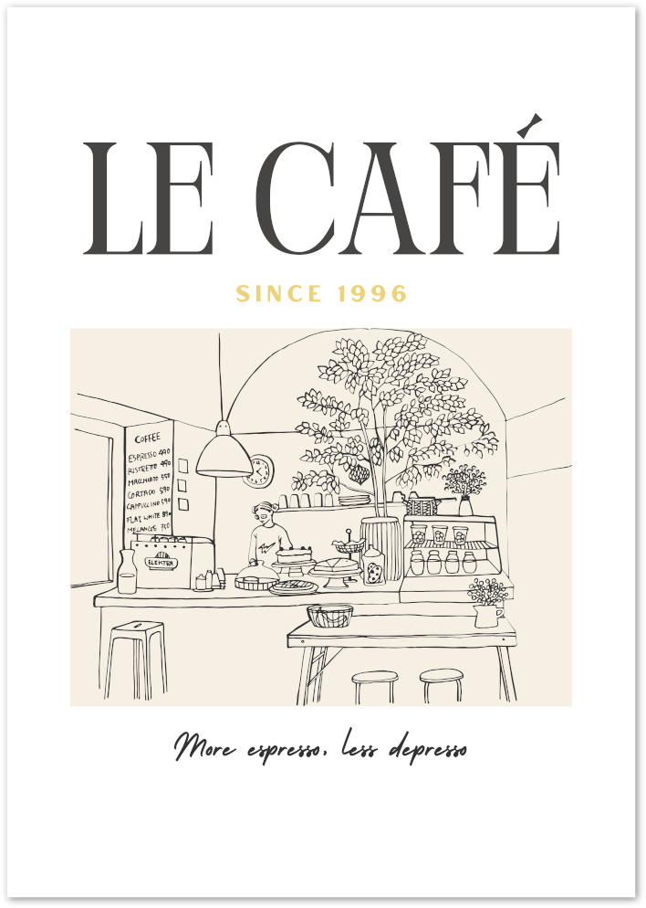 Posterux© | Le Café Poster – French Coffee Bar Illustration poster – premium wall art