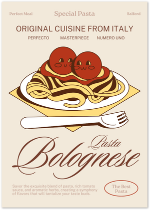 Posterux© | Pasta Bolognese Poster – Italian Food Illustration poster – premium wall art