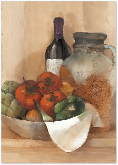 Posterux© | Mediterranean Still Life Poster – Wine & Veggies Art poster – premium wall art