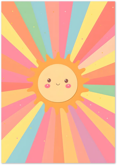 Posterux© | Smiley Sun Poster – Cute Rainbow Rays Illustration poster – premium wall art