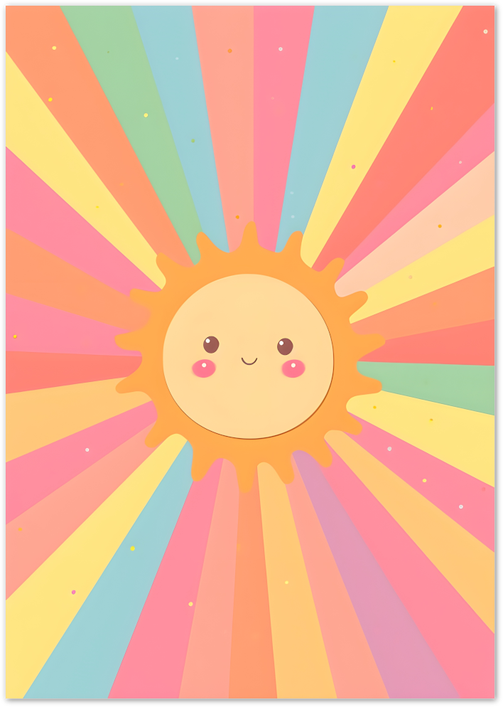 Posterux© | Smiley Sun Poster – Cute Rainbow Rays Illustration poster – premium wall art