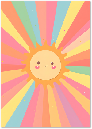 Posterux© | Smiley Sun Poster – Cute Rainbow Rays Illustration poster – premium wall art