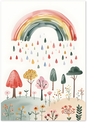 Posterux© | Rainbow Garden Poster – Whimsical Nature Illustration poster – premium wall art