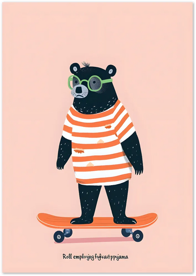 Posterux© | Skateboarding Bear Poster – Cute Animal Quote Art poster – premium wall art