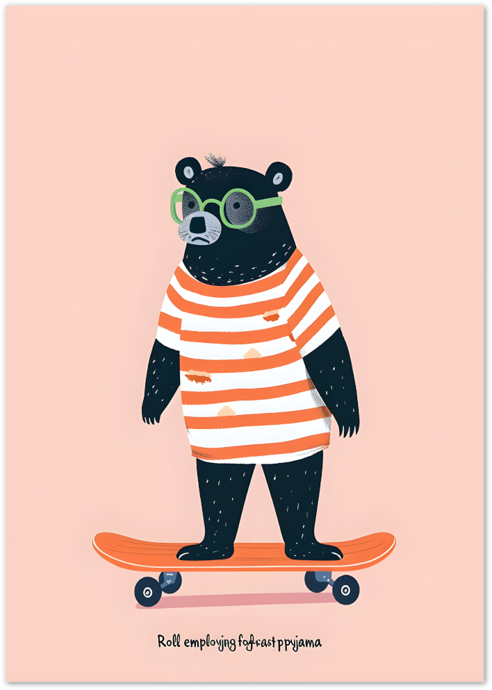 Posterux© | Skateboarding Bear Poster – Cute Animal Quote Art poster – premium wall art