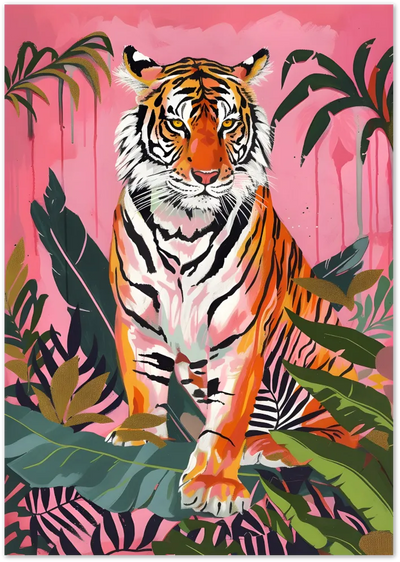 Posterux© | Pink Jungle Tiger Poster – Bold Tropical Animal Art poster – premium wall art