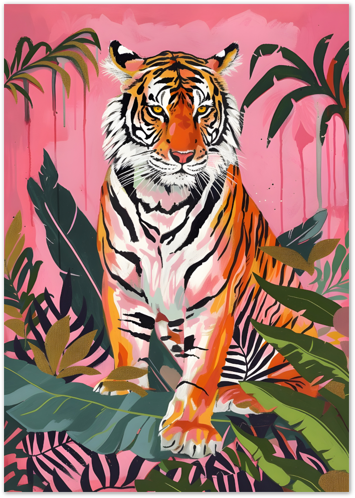 Posterux© | Pink Jungle Tiger Poster – Bold Tropical Animal Art poster – premium wall art