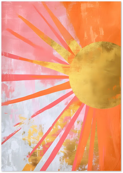 Posterux© | Golden Sunburst Poster – Abstract Pink & Orange Art poster – premium wall art