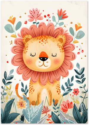 Posterux© | Sleepy Lion Poster – Cute Animal Illustration poster – premium wall art