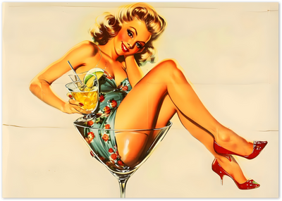 Posterux© | Vintage Martini Pin-Up Poster – Retro Cocktail Art poster