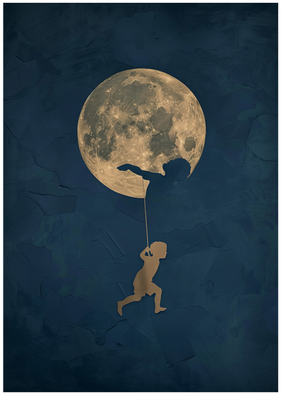 Posterux© | Moon Balloon Poster – Dreamy Surreal Art poster