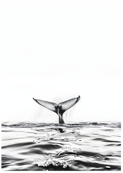 Posterux© | Whale Tail Poster – Black & White Ocean Art poster
