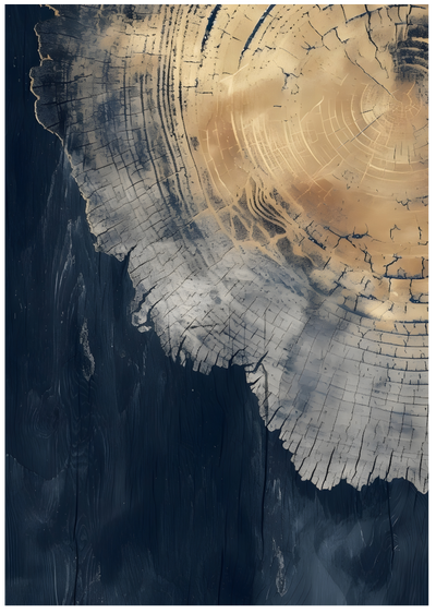 Posterux© | Abstract Wood Texture Poster – Blue & Gold Art poster